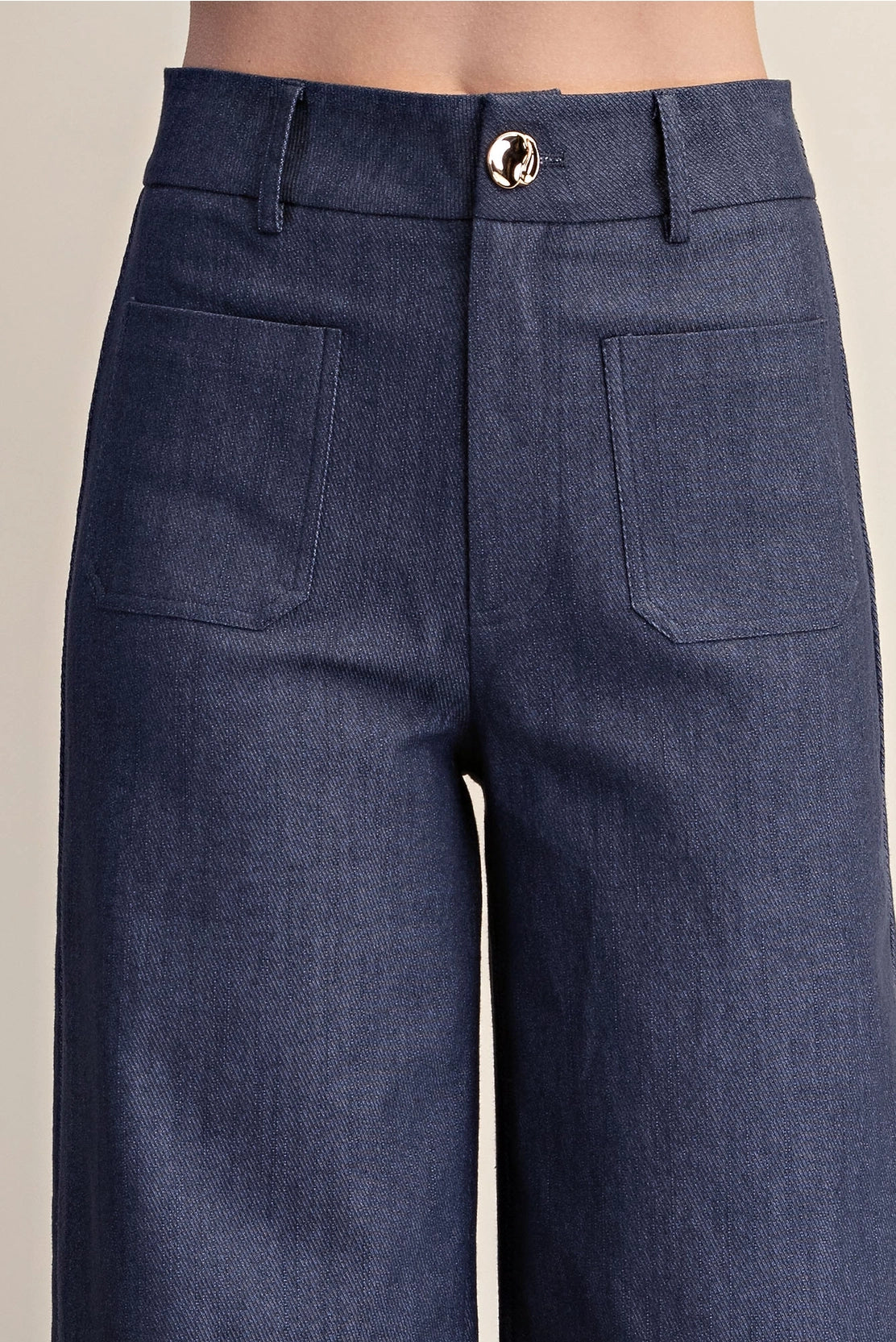 Stretchy Jeans High Rise Front Pocket Wide Leg