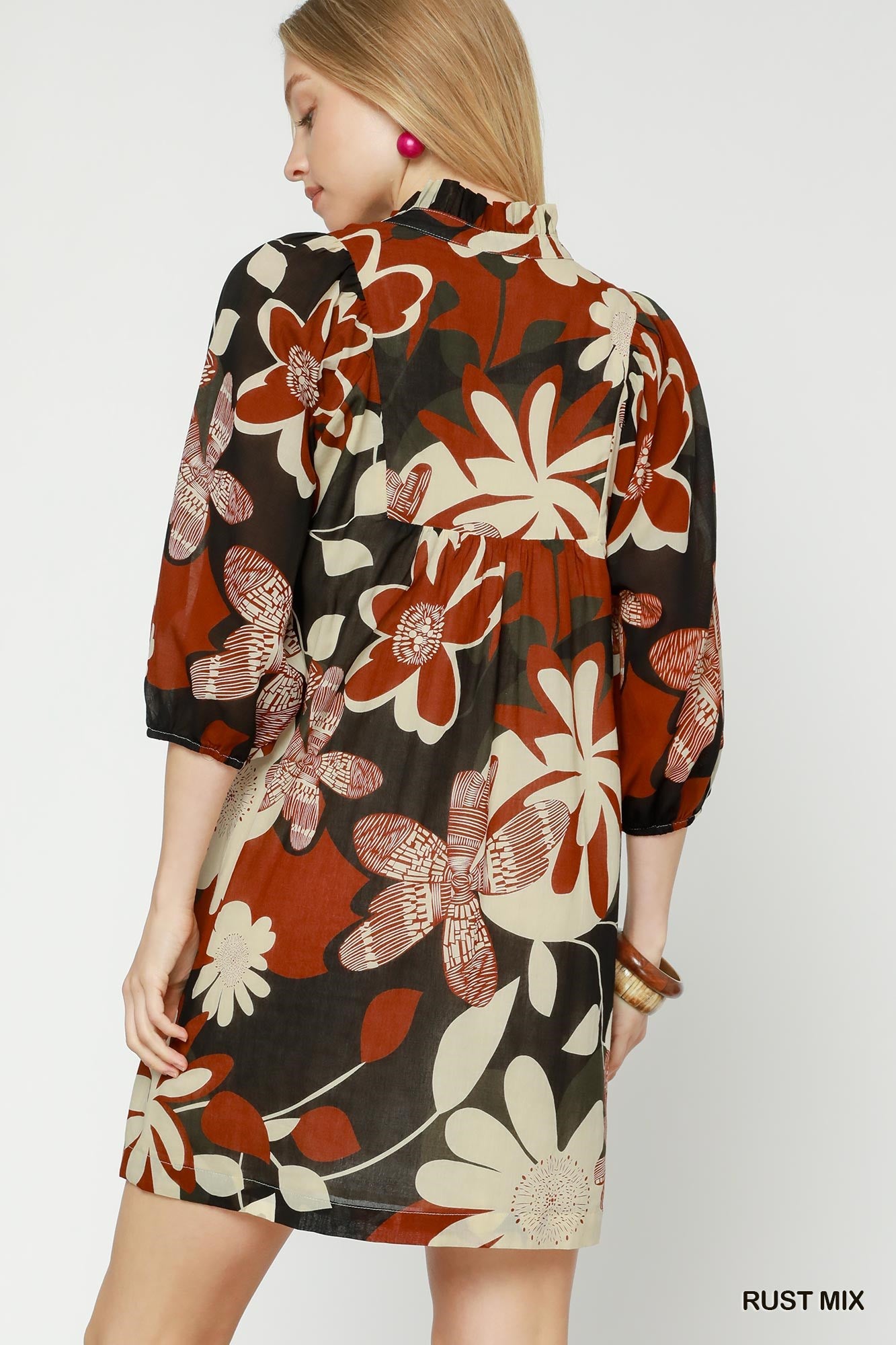 Rust Floral Mini Dress