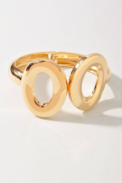 Double Oval Statement Bangle Bracelet
