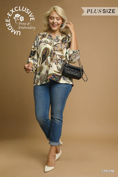 Boho Paisley top in Cream