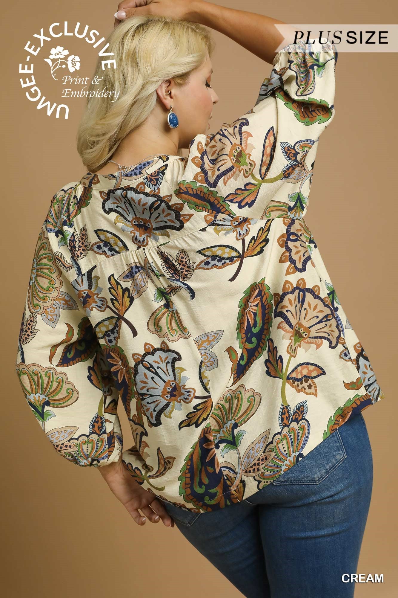 Boho Paisley top in Cream