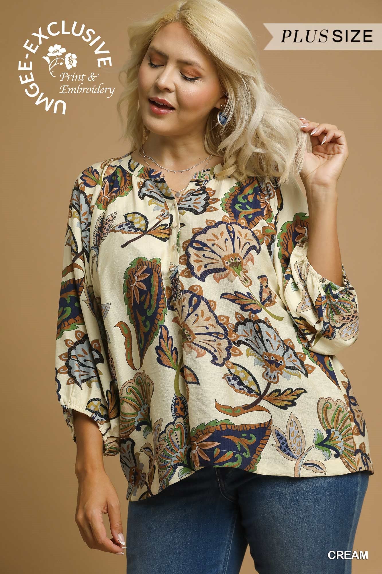 Boho Paisley top in Cream