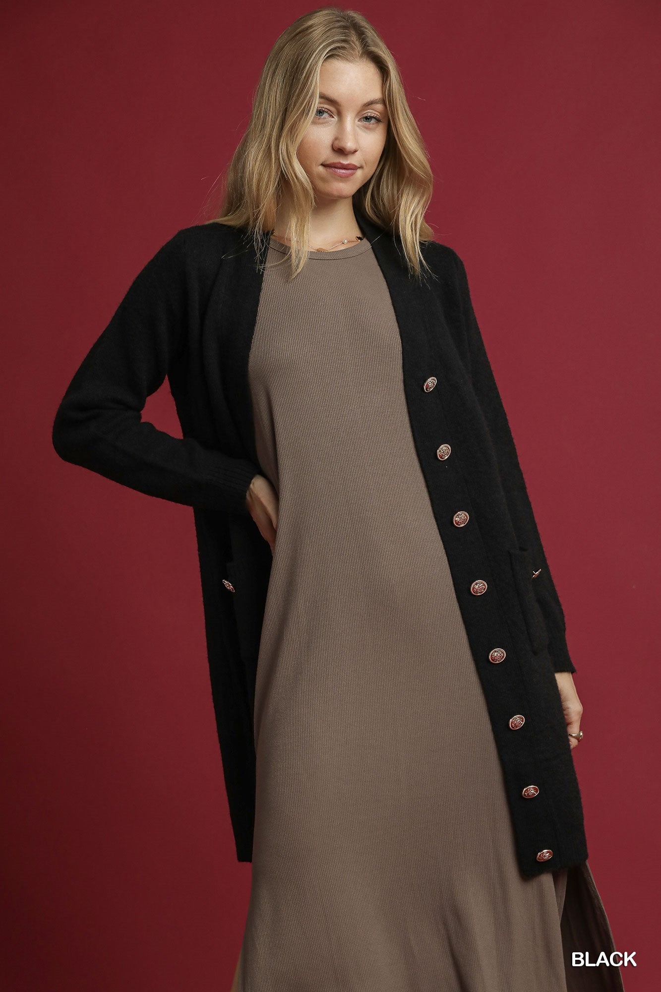 Button-Down Cardigan Dress Sweater