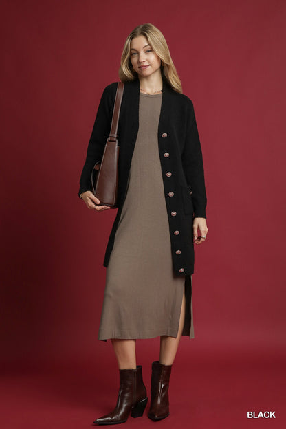 Button-Down Cardigan Dress Sweater