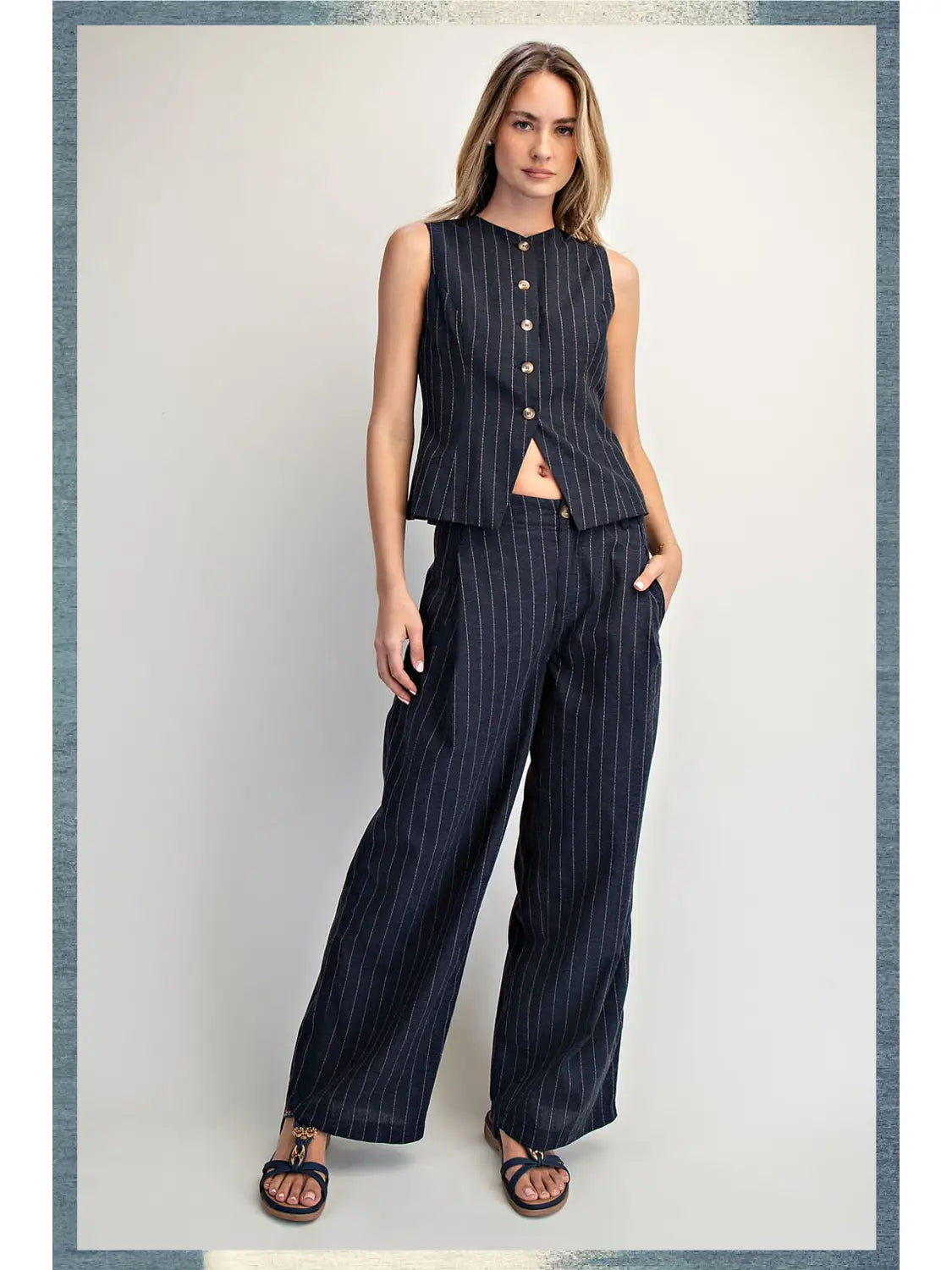 Navy Low-Slung Trousers