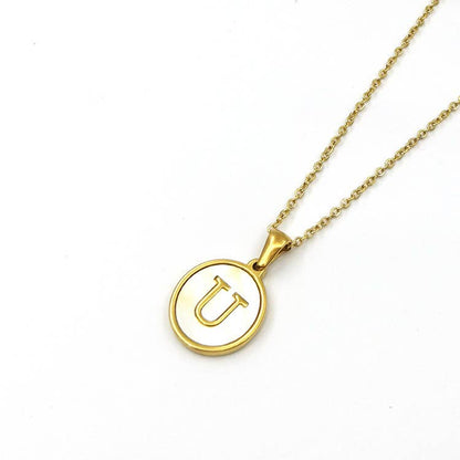Round 18K Gold-plated Stainless Steel 26 Letters Necklace
