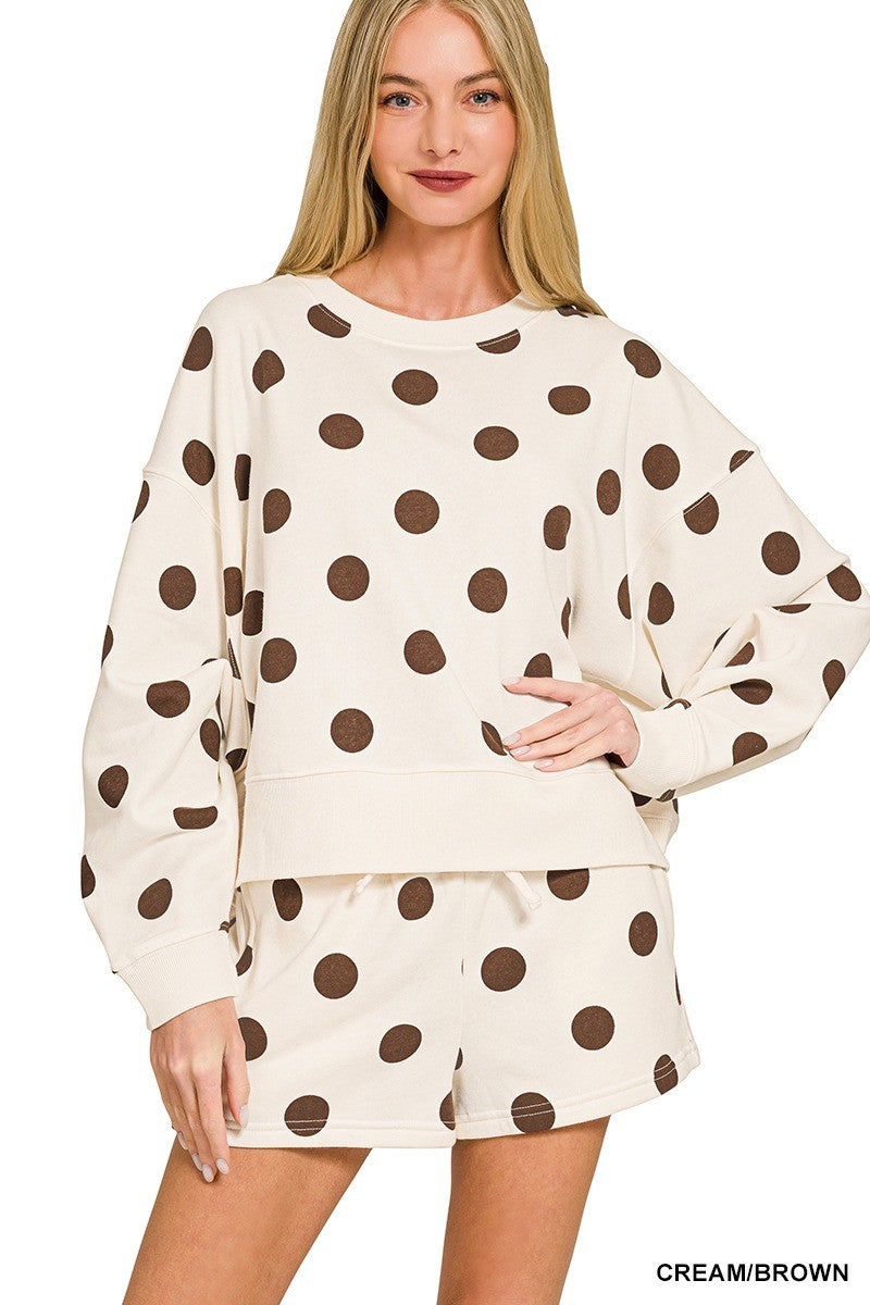 Polka Dot Print Pullover & Short Set