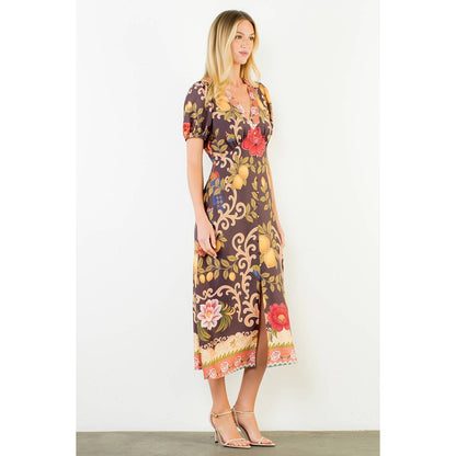 Short Puff Sleeves Pattern Dress