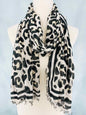 Brown & Black Leopard Frayed-Edge Scarf/Shawl