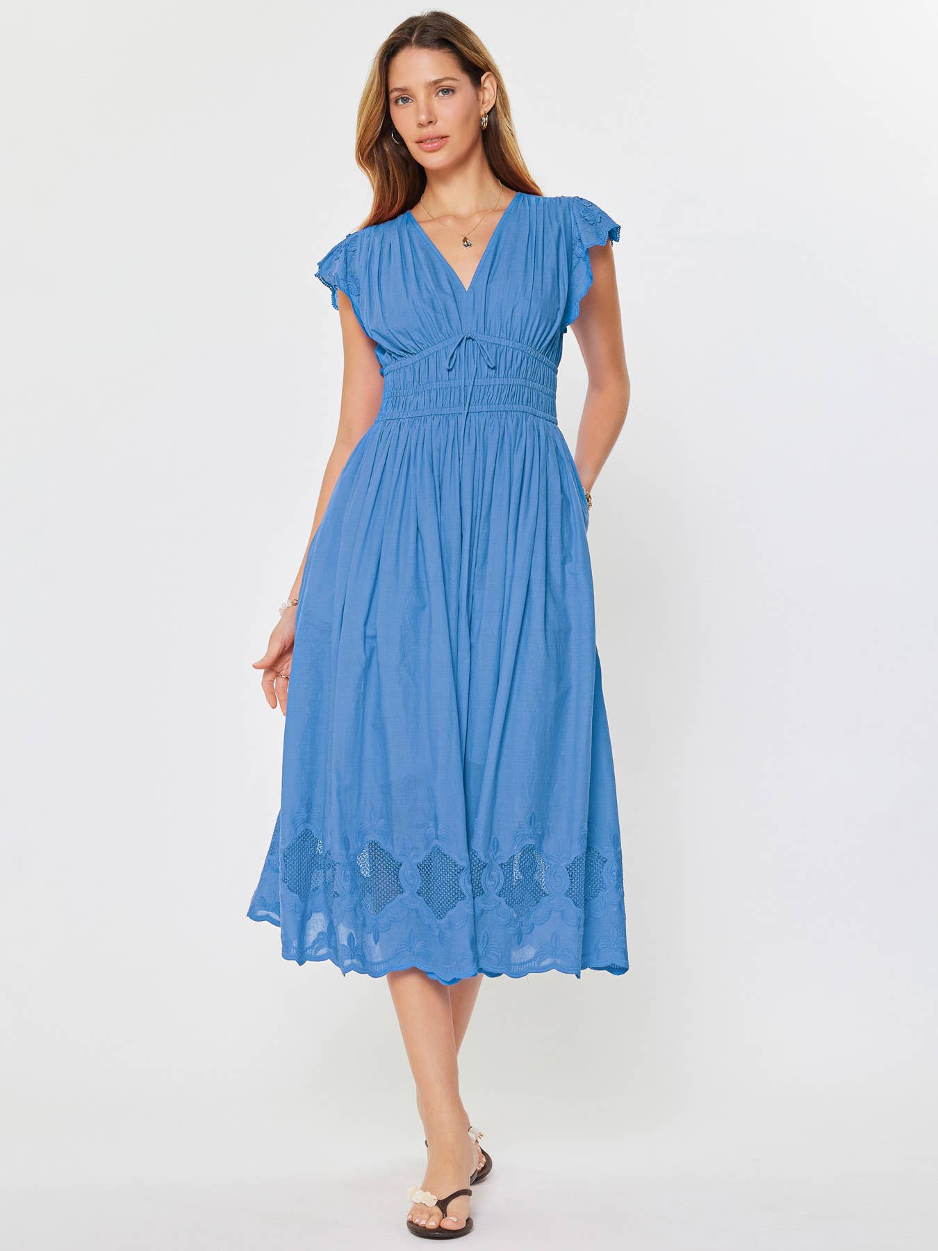 Embroidered Lace Midi Dress