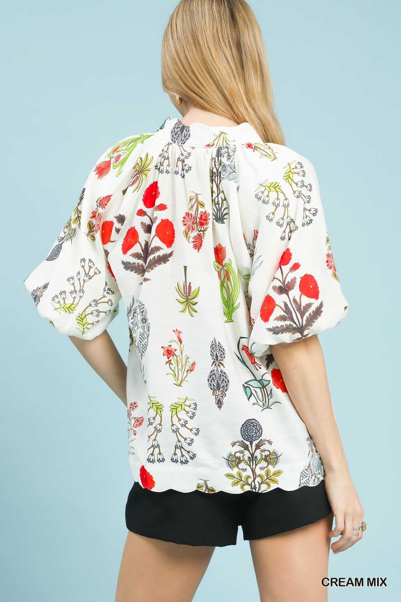 Floral Encyclopedia Print Blouse