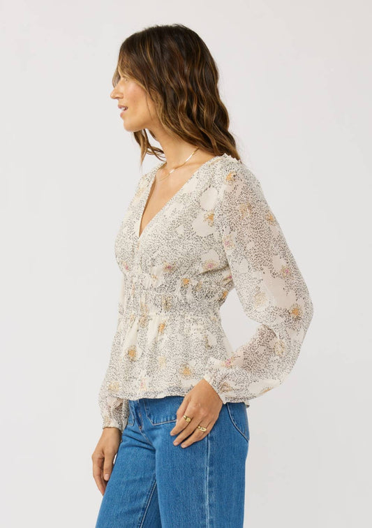 Floral Elastic Waist Blouse