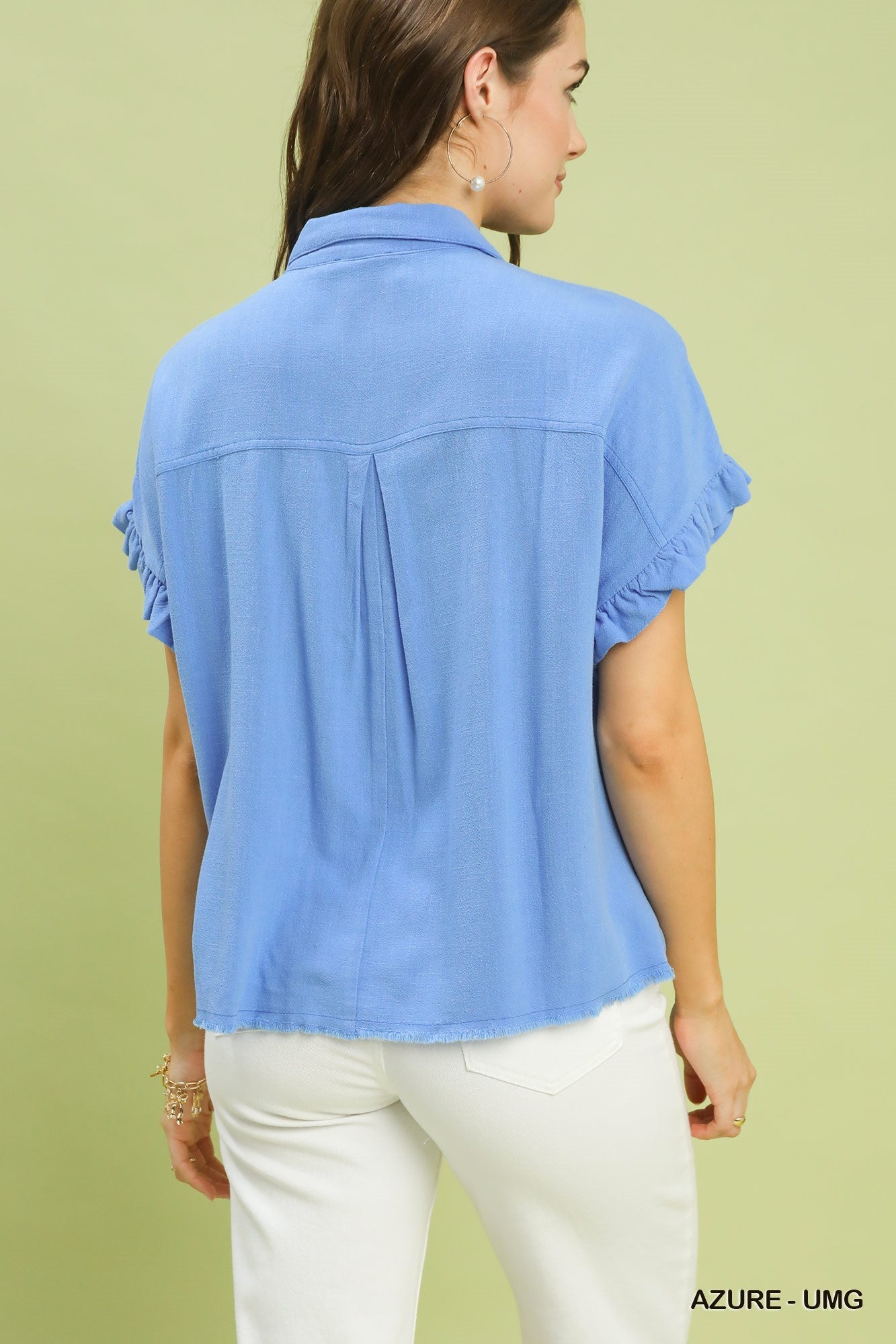 Linen Blend Smocked Shirt