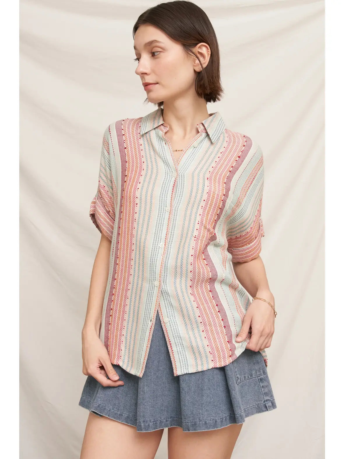 Multicolor Striped Button Down Shirt