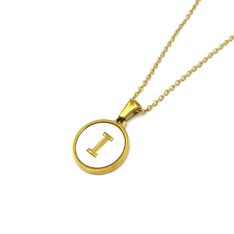 Round 18K Gold-plated Stainless Steel 26 Letters Necklace