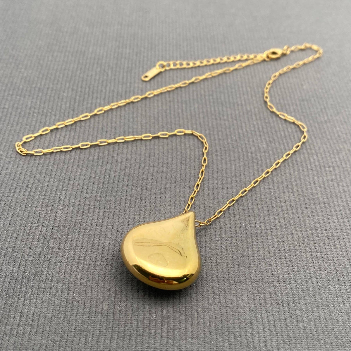 Green Jade Inlaid 18K Gold Plated S.Steel Necklace