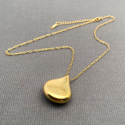 Green Jade Inlaid 18K Gold Plated S.Steel Necklace