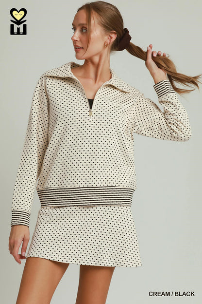 Polka Dot Stripe-Waistband SkortPolka Dot Stripe-Waistband Skort