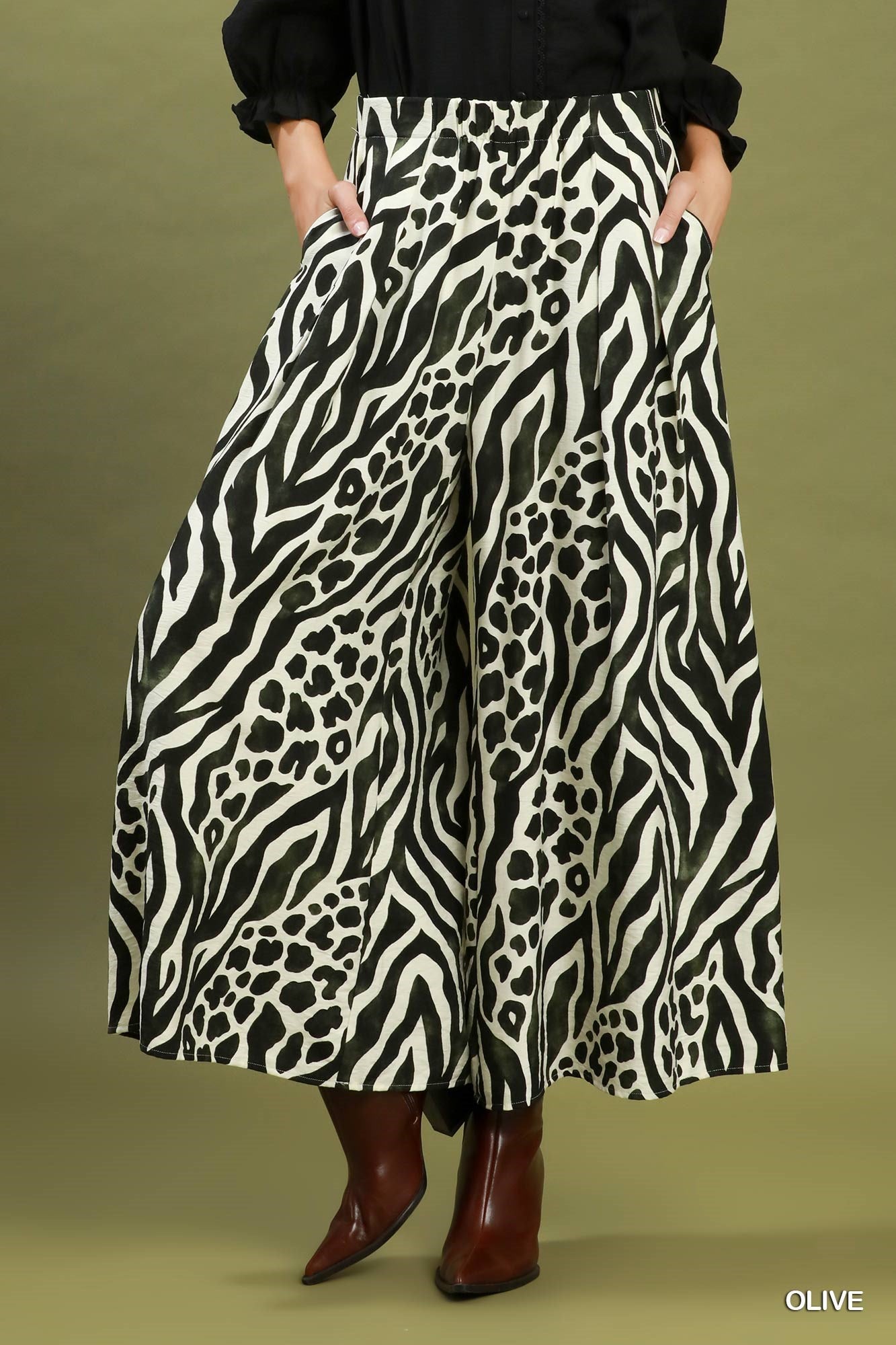 Mixed Animal Print Wide Leg
