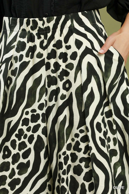 Mixed Animal Print Wide Leg
