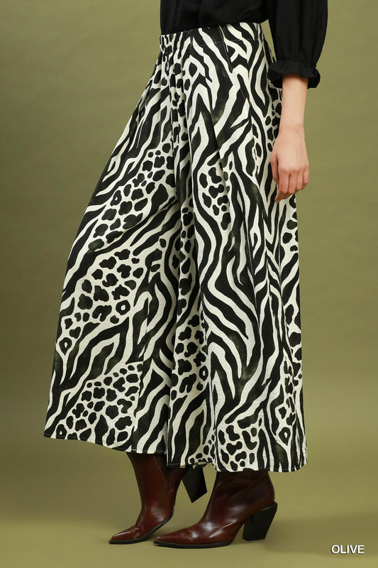 Mixed Animal Print Wide Leg