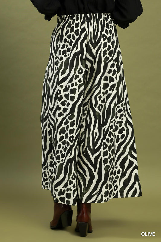 Mixed Animal Print Wide Leg