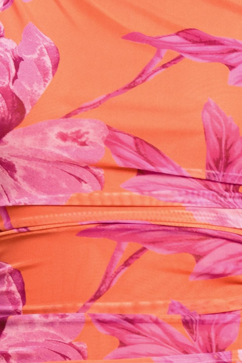 A printed power mesh midi dress - ID23739 ORANGE