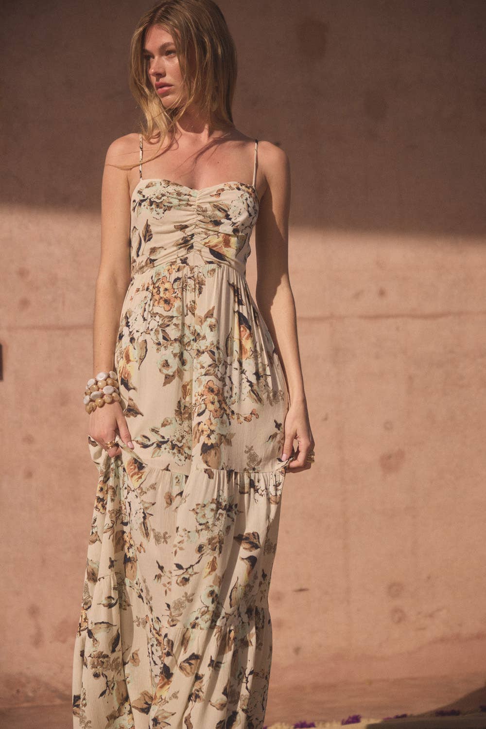 Floral Crepe Wide-Leg Tiered Ruffle Cami Jumpsuit