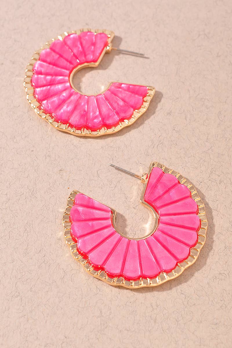 Scalloped Resin Hoop Earrings