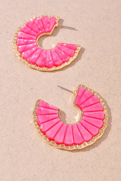 Scalloped Resin Hoop Earrings