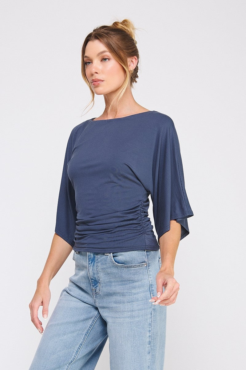Double Knit Angel Sleeve Cinch Side Top