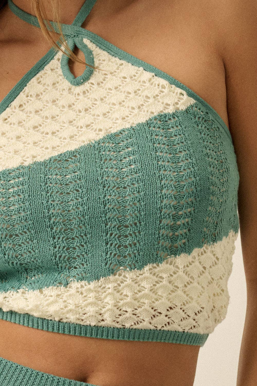 Pointelle Crochet-Knit Colorblock Set