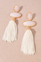 RESIN OVAL TASSEL STATEMENT DROP EARRINGS