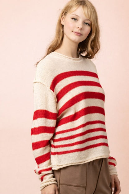 Striped Oversized Knit Summer Sweater Top