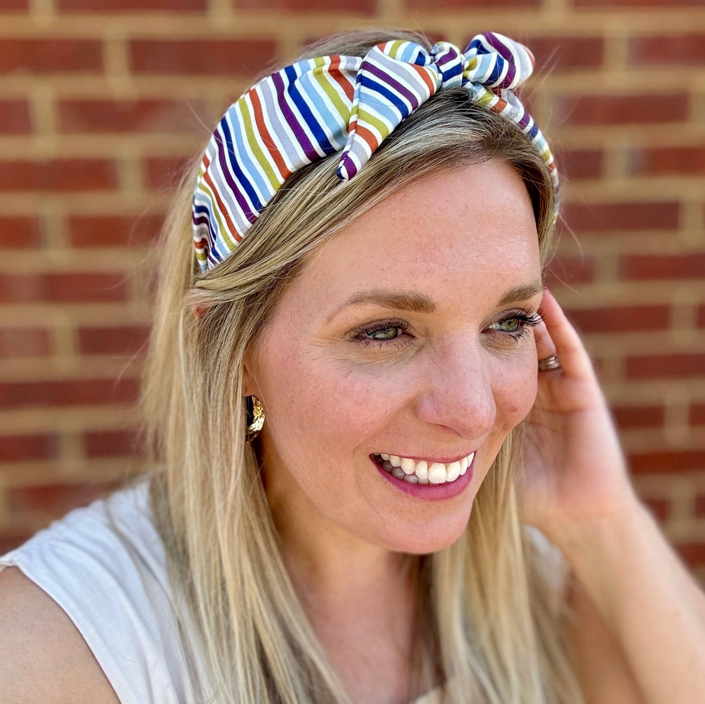 Colorful Stripe Boho Satin Scarf Bow Knot Headband