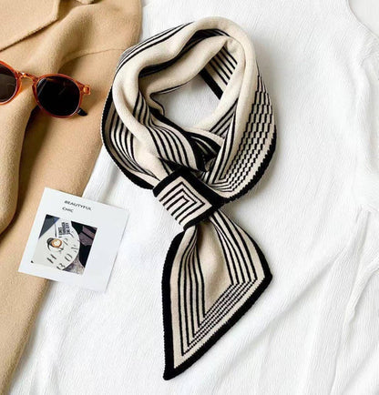 Sophie Scarf -Cross-Front Geometric Stripes Sophie Scarf