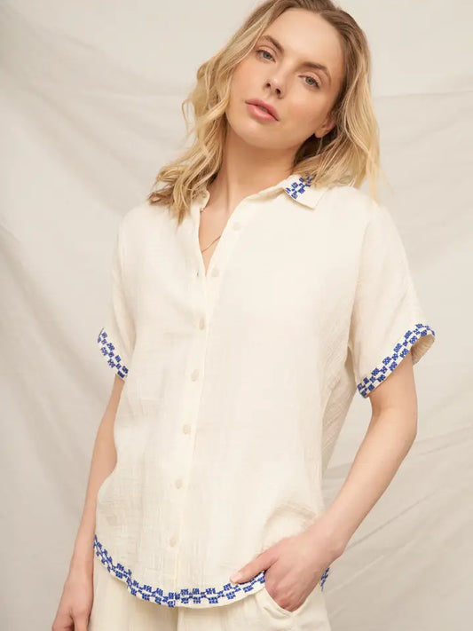 Embroidered Button Down Shirt