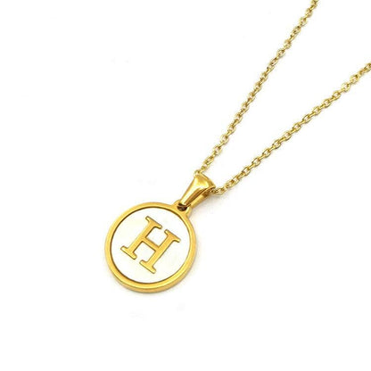 Round 18K Gold-plated Stainless Steel 26 Letters Necklace