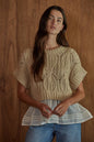 Cable Knit Crew Neck Peplum