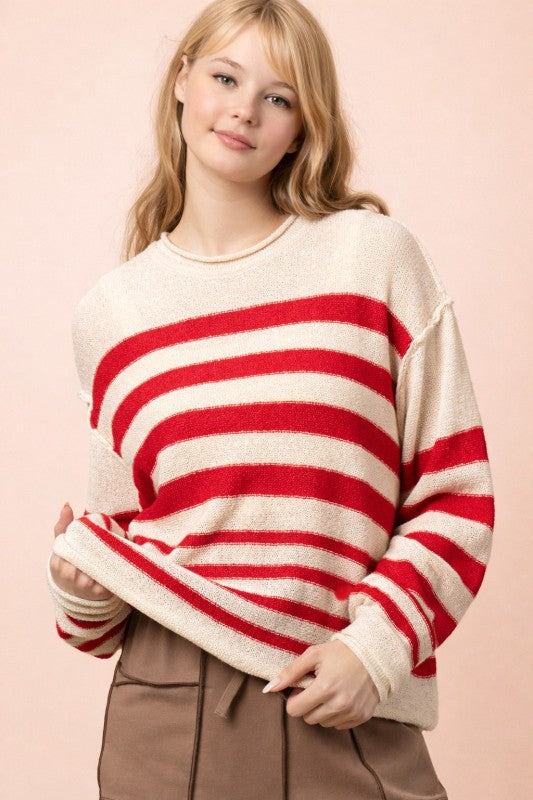 Striped Oversized Knit Summer Sweater Top