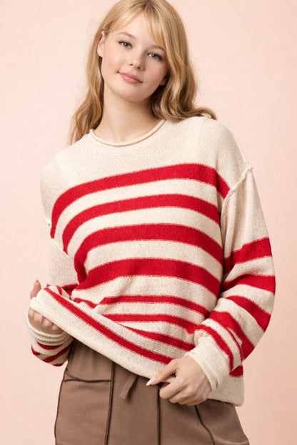 Striped Oversized Knit Summer Sweater Top