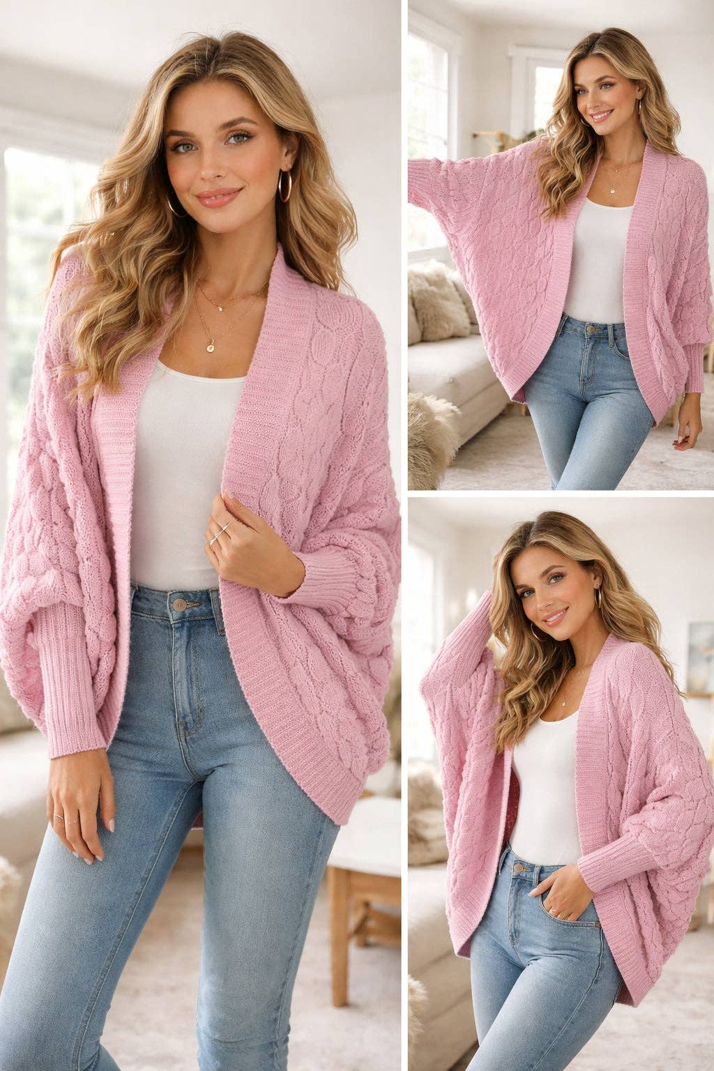 Textured Knit Cocoon Cardigan