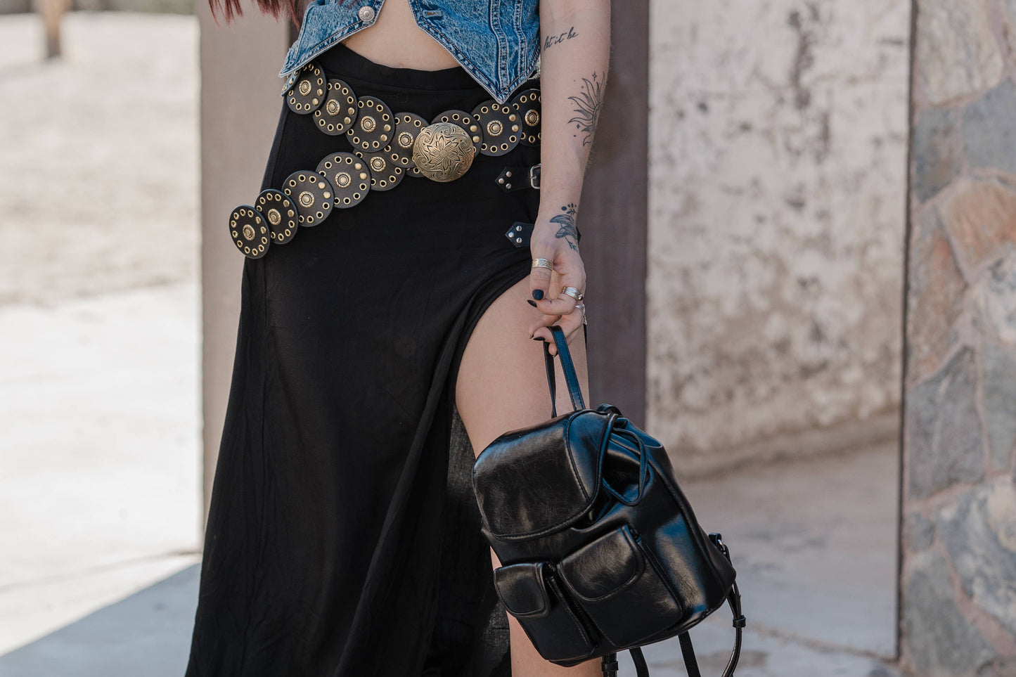 Leather Circle Caterpillar Belt