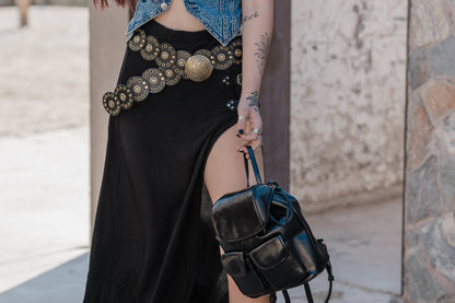 Leather Circle Caterpillar Belt