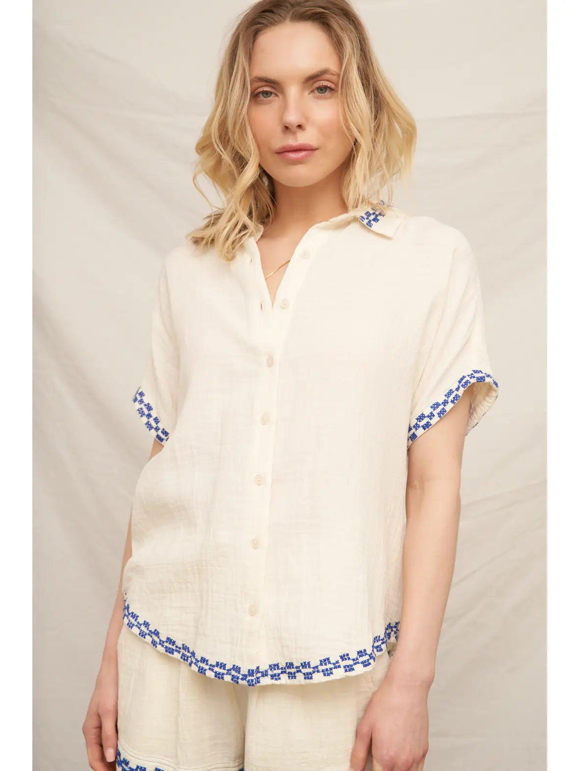 Embroidered Button Down Shirt