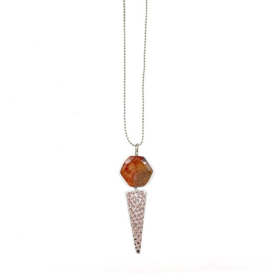 Akriti Silver and Medium Faceted Mookite Necklace