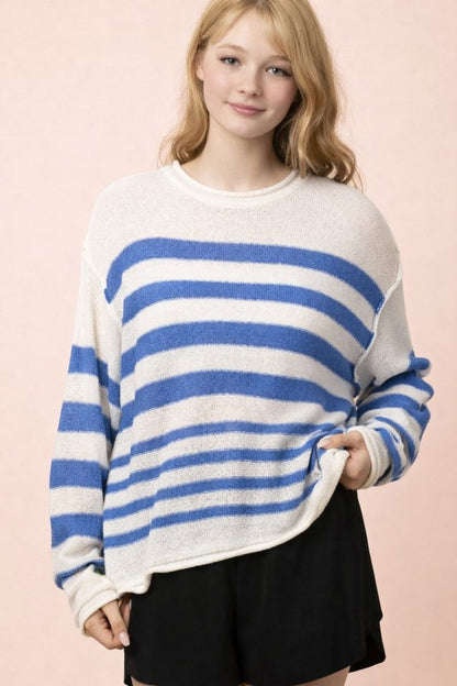 Striped Oversized Knit Summer Sweater Top