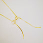 Long Drop Herringbone Bow Necklace