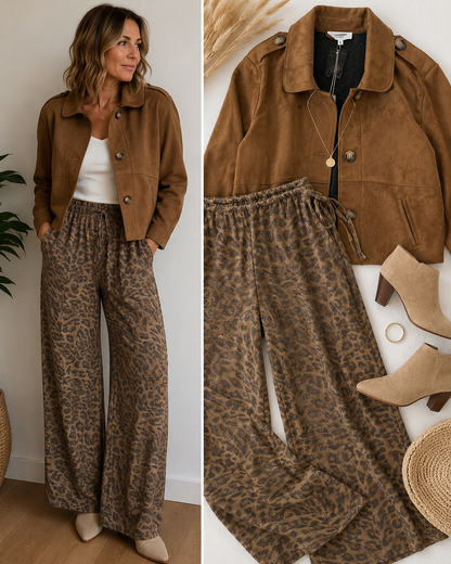 Metallic Leopard Side Tie Pants