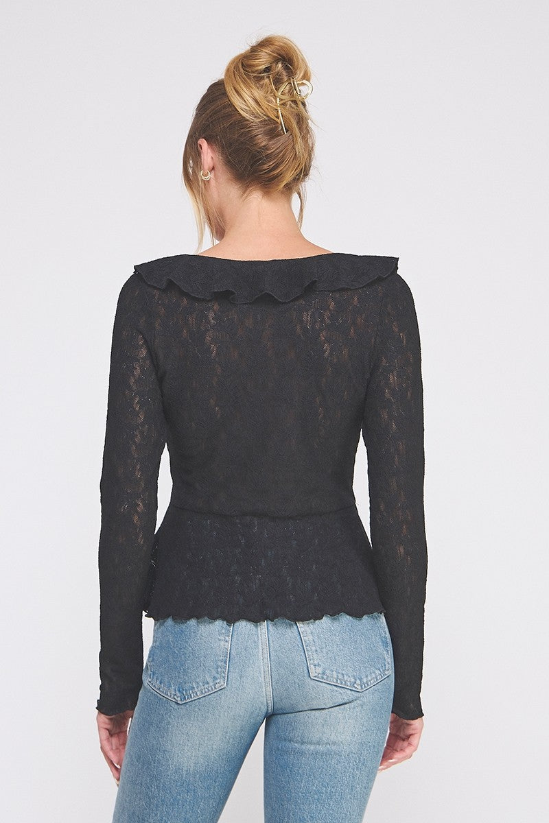 Jacquard Knit Lace Romantic Ruffle